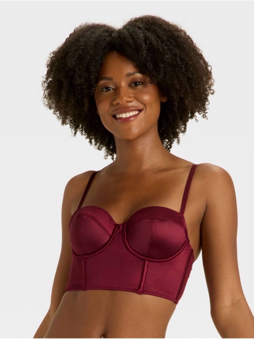 Auden Longline Bustier Bralette in Burgundy
